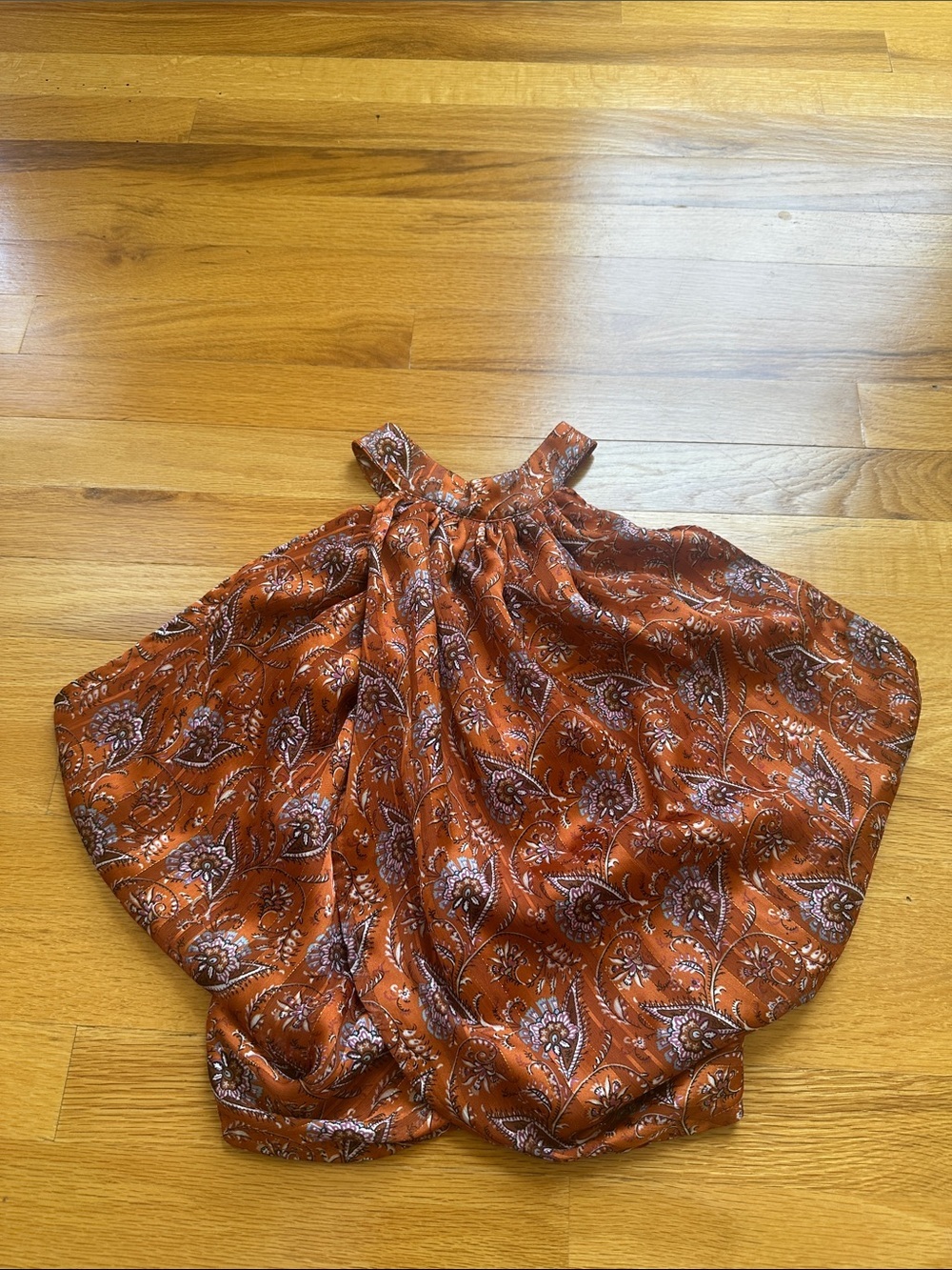 Shein Rust Floral Paisley Halter crop top